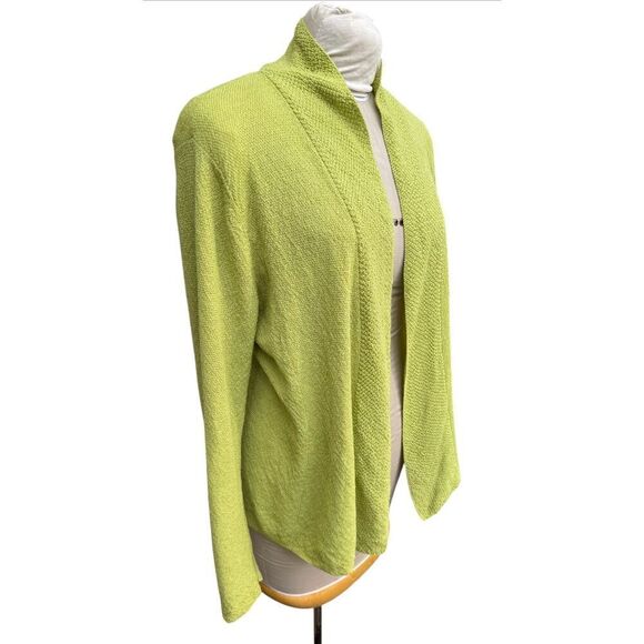 Eileen Fisher Open Front Cardigan Sz. L Italian Yarn Textured Knit - Picture 3 of 12